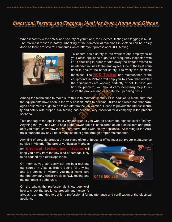 Test and tag tag and Test